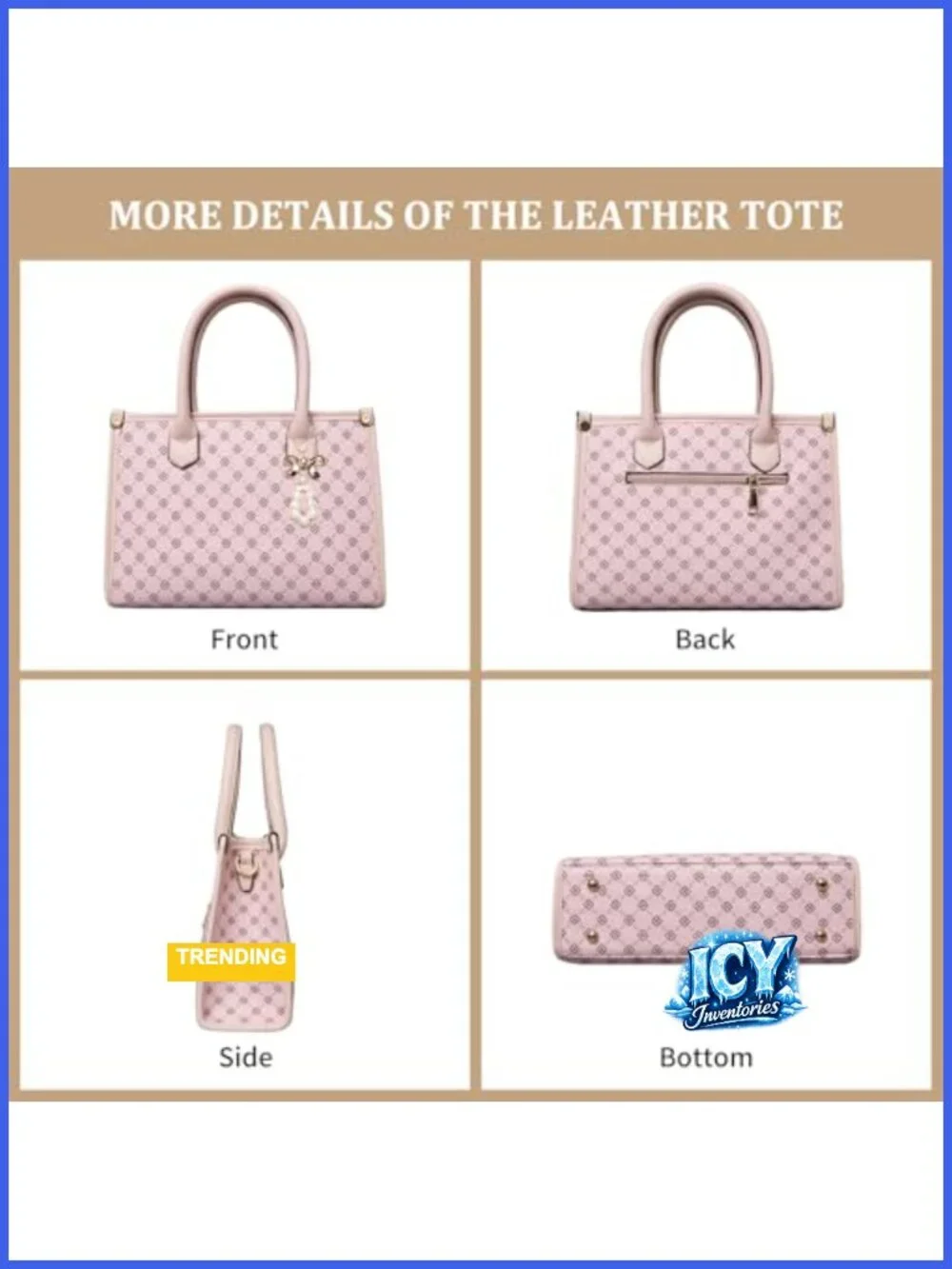Women's PU Leather Satchel Bag with Bow, 3-Piece Set, Top Handle Shoulder Tote,